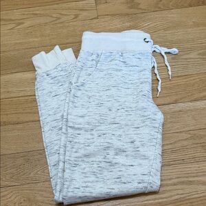 Women  Heathered White Jogger Pants with Drawstring